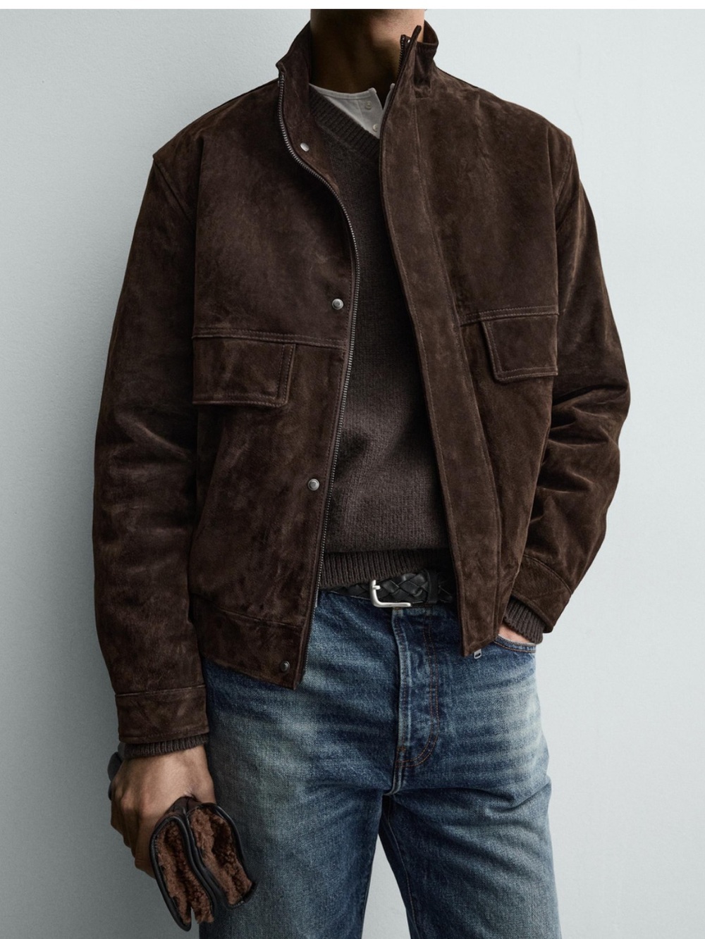 Zara Man NWT LEATHER SPLIT SUEDE JACKET SMALL 8281/309 - Picture 4 of 14